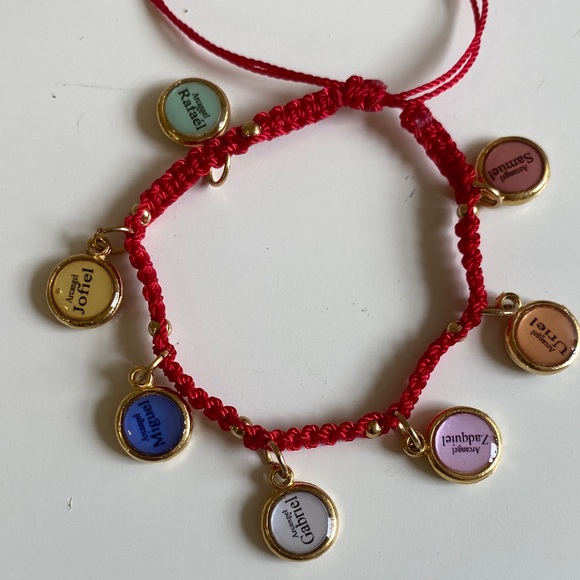 Red String Protection Bracelet with 7 Archangels Gold Plated Charms - Picture 5 of 7
